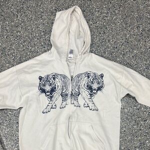 Urban Outfitters White Tiger Graphic Hoodie